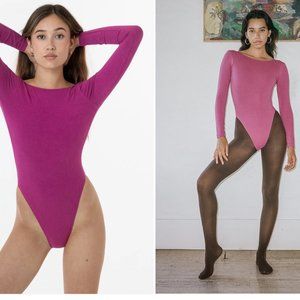 GARMENT DYE LONG SLEEVE BOATNECK DANCE BODYSUIT - COLOR BERRY